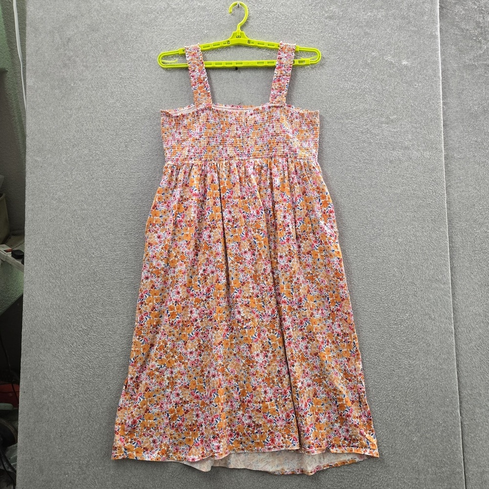 Old‎ Navy Women Dress XXL Orange Floral Sundress Cottagecore Smocked Sleeveless